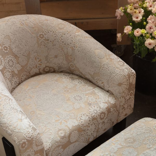 Close-up photo of petal-upholstered furniture pieces