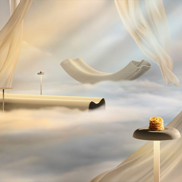Artwork for exhibition featuring 3D-printed pasta