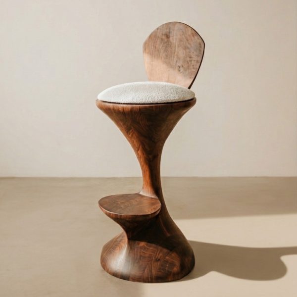 Sculptural wooden stool