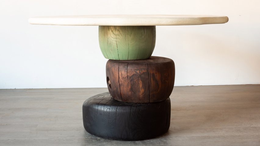 Sculptural wooden table