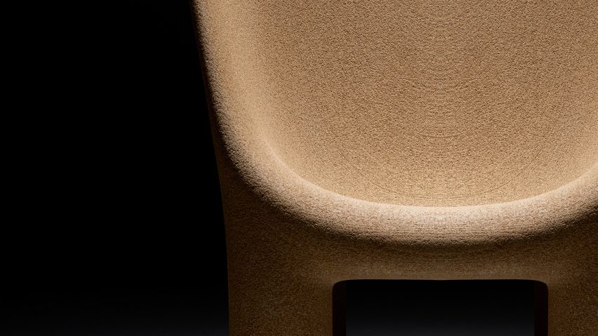 Close-up photo of chair made out of recycled wood