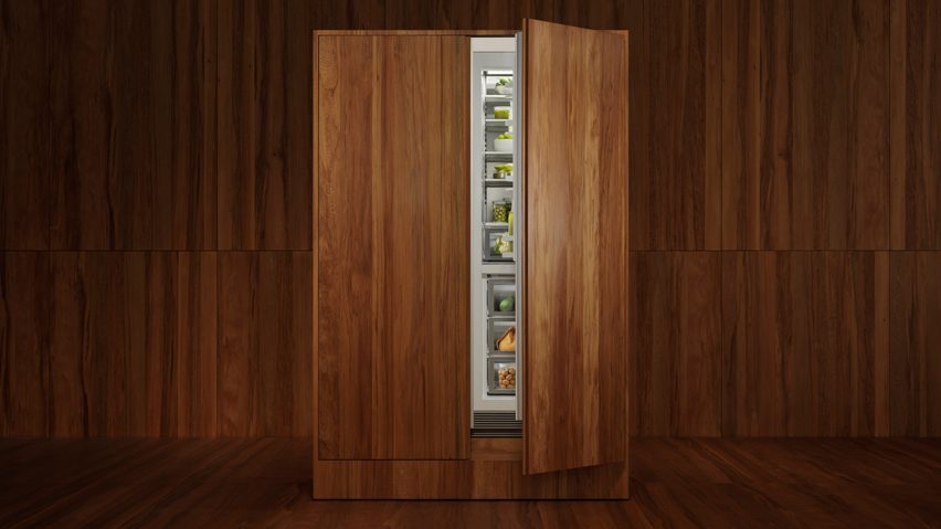 Photo of a wooden fridge cooler by Fisher & Paykel