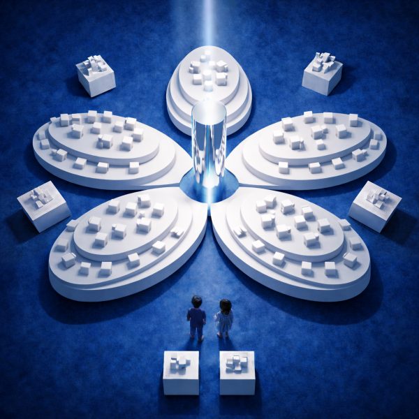 Render of a flower-shaped installation