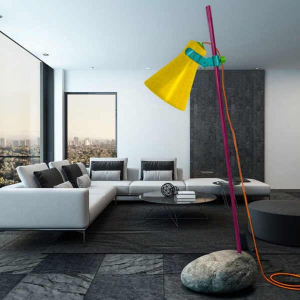 Birghtly-coloured lamp in living room