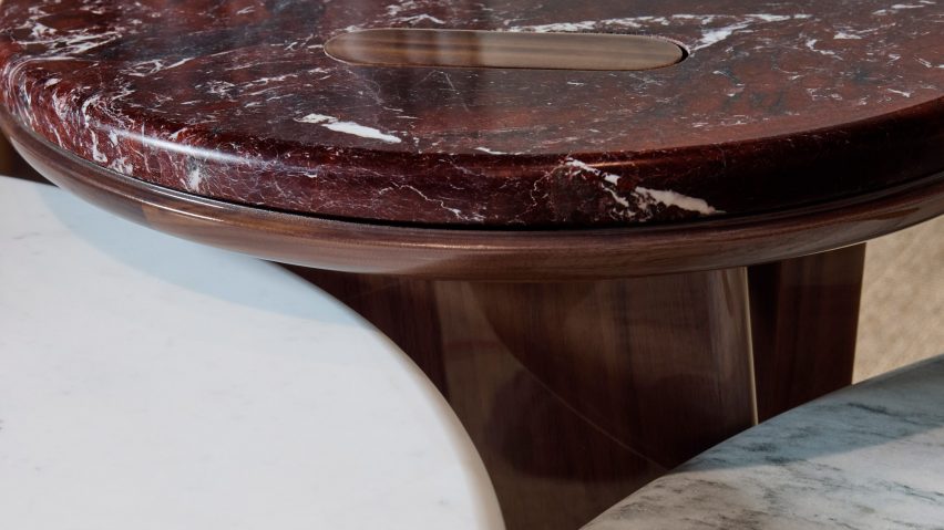 Close-up photo of marble tables