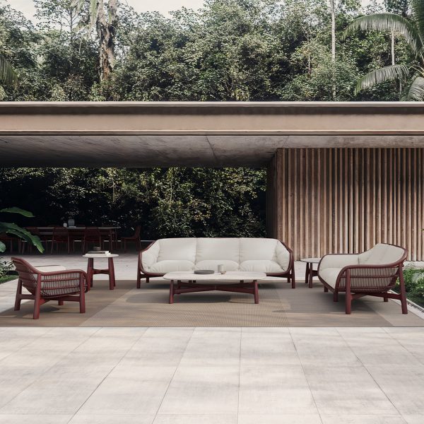 Outdoor furniture set displayed on a terrace