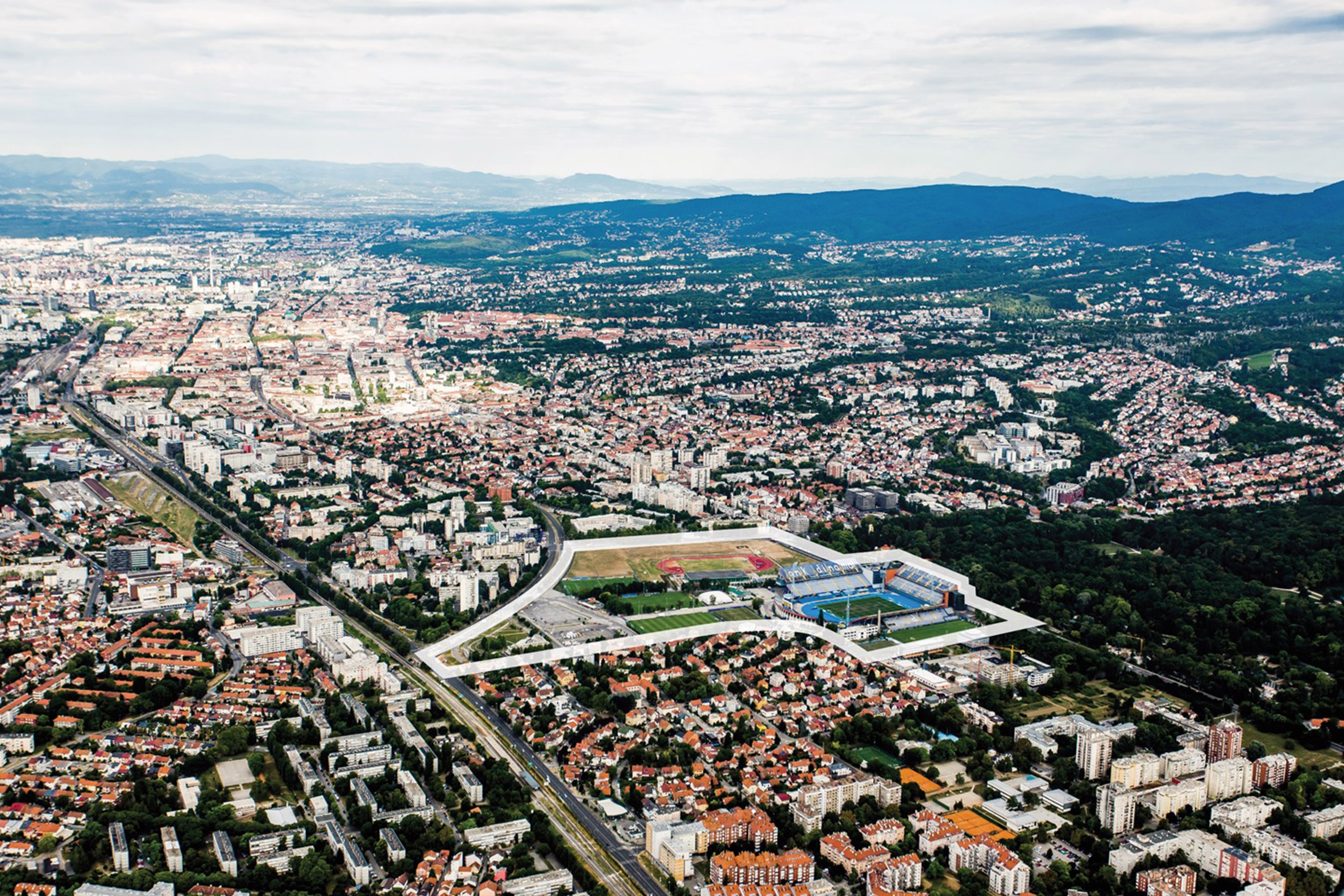 Bird's eye view of the site in Croatia