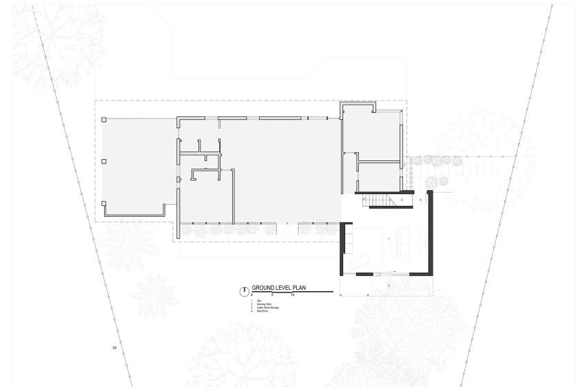 Ground floor plan of Adkins Treehouse by Benjamin Hall Design