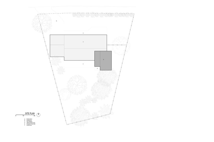 Roof plan of Adkins Treehouse by Benjamin Hall Design