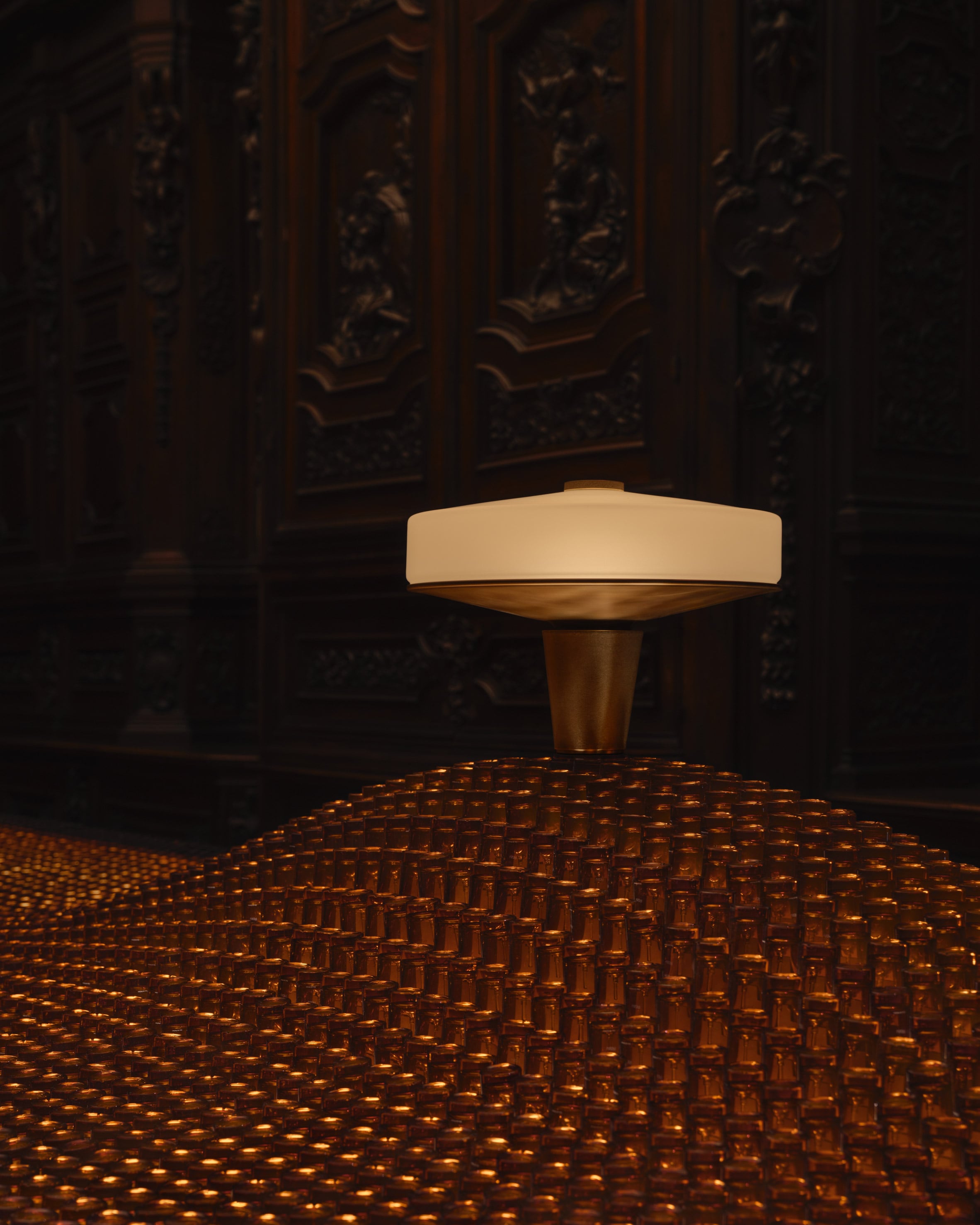 Close-up of brass lamp