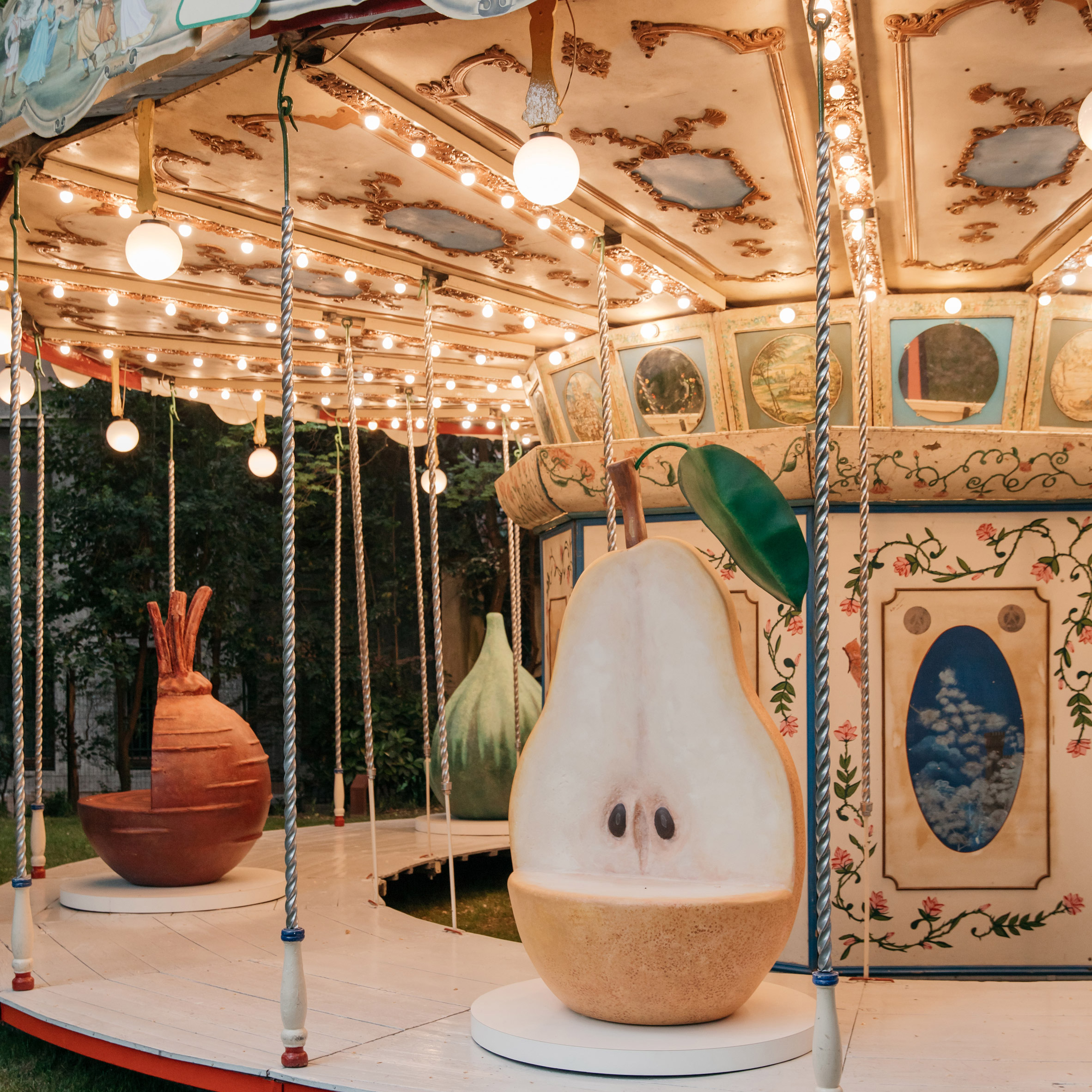 Pear on carousel