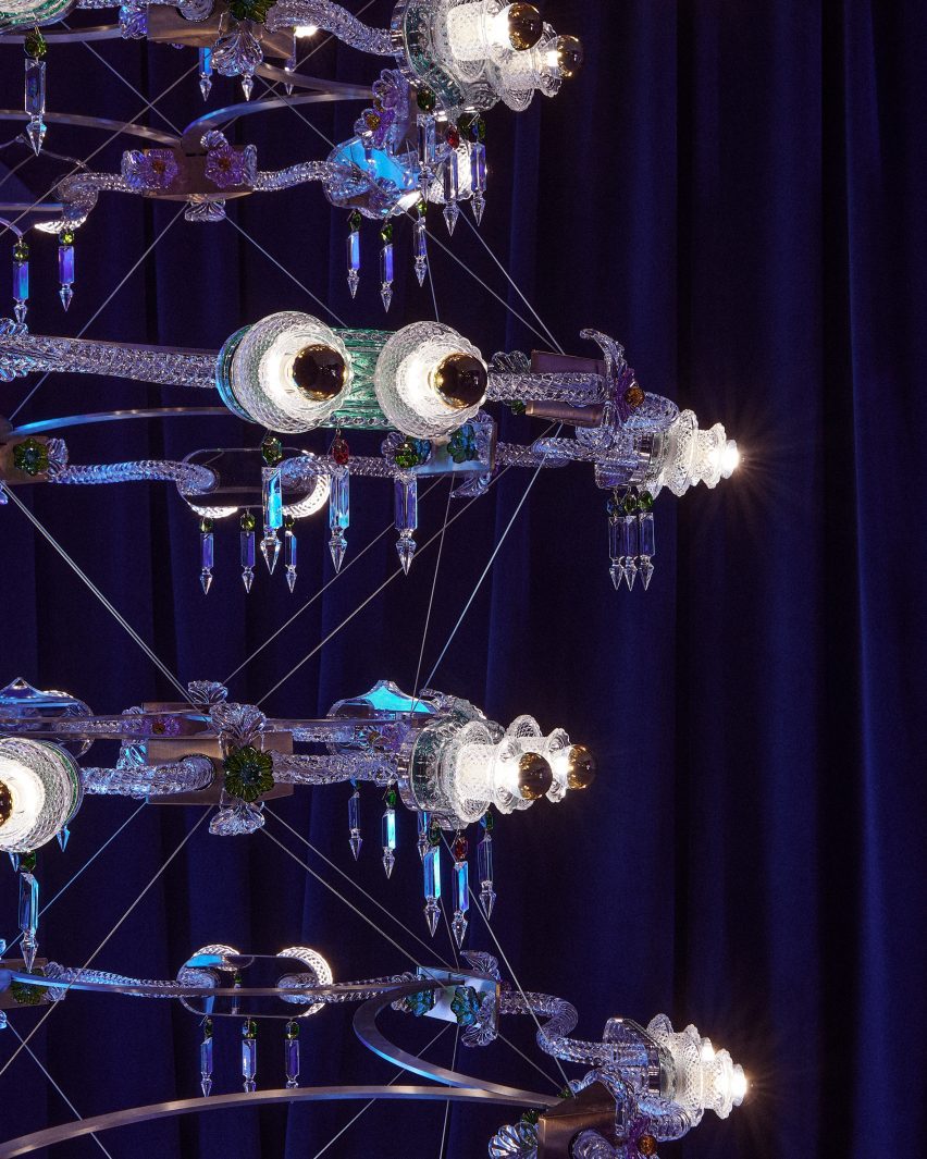 Mille Fleurs chandelier by Bethan Laura Wood in Baccarat Crystal Crypt