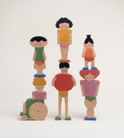Wooden toys stacked on top of each other