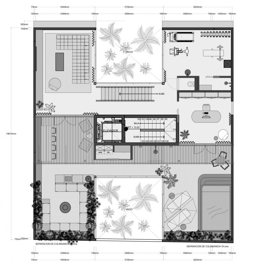 Brutalist penthouse upper floor plan