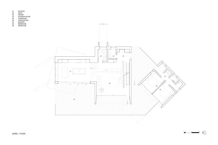 Level one plan of Cedar's Kin by Omar Gandhi Architects