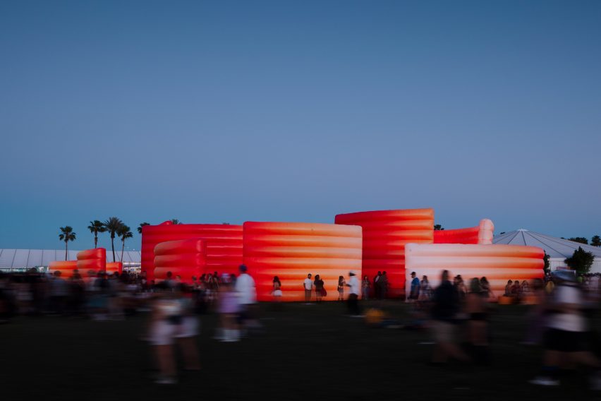 Coachella 2026 night shots of installations