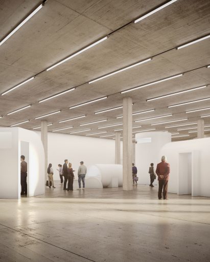 Concrete gallery interior in Seoul