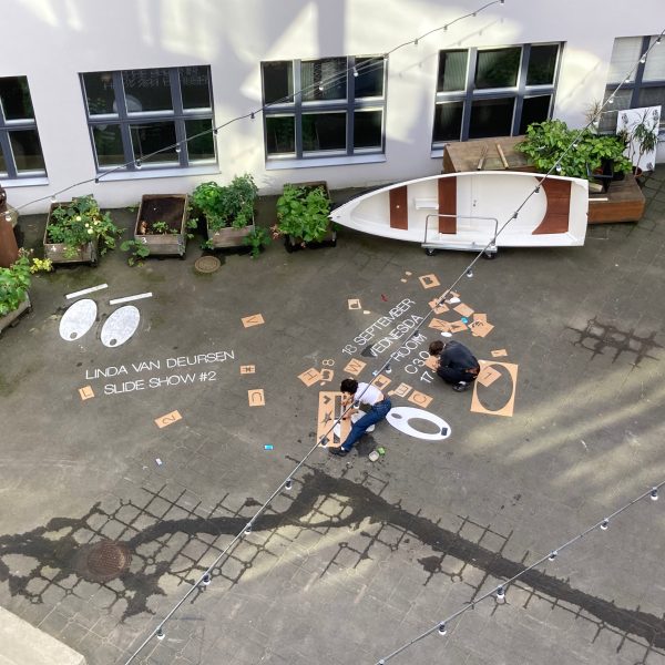 graphic design students working