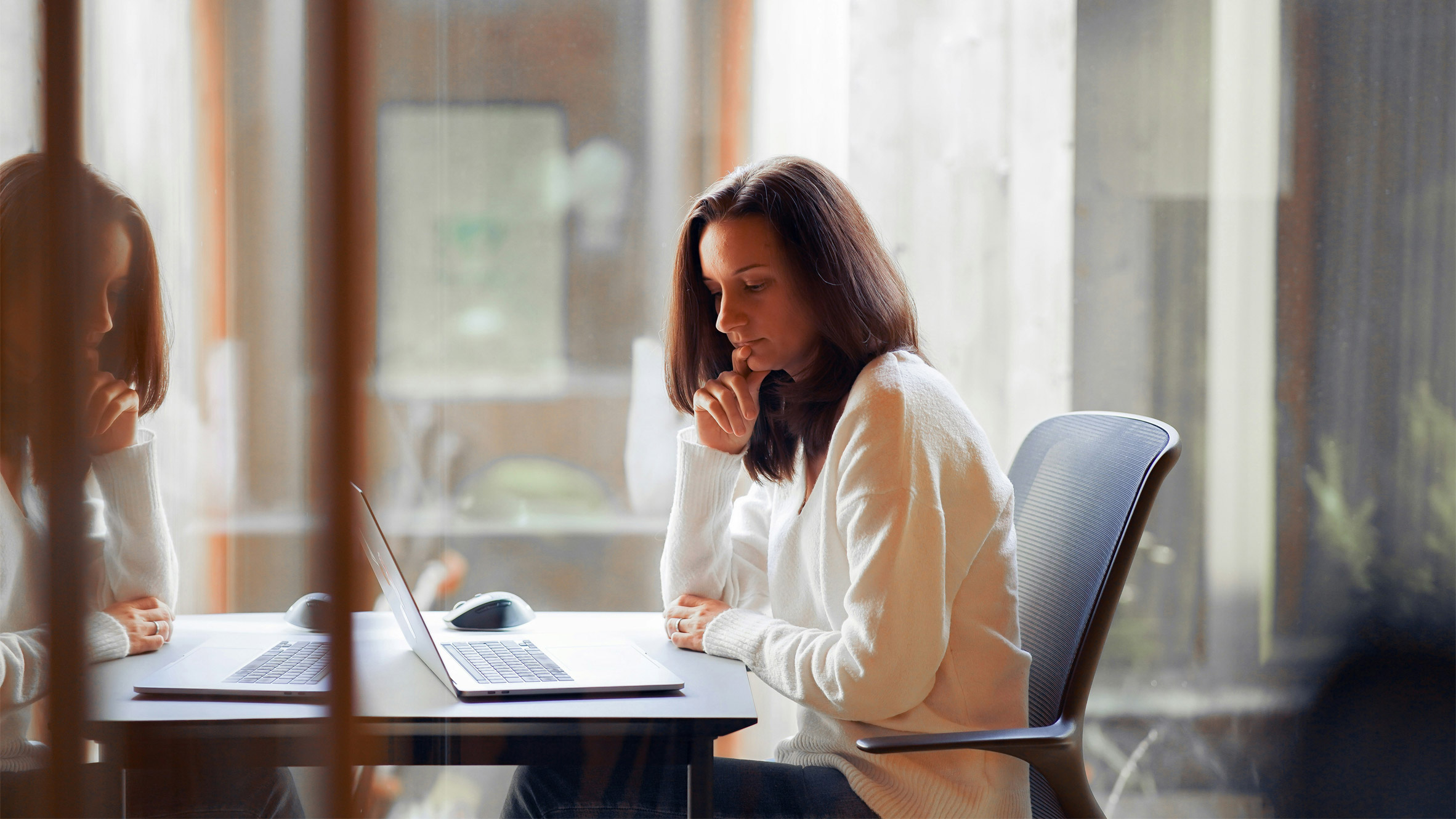 Woman working on a laptop
