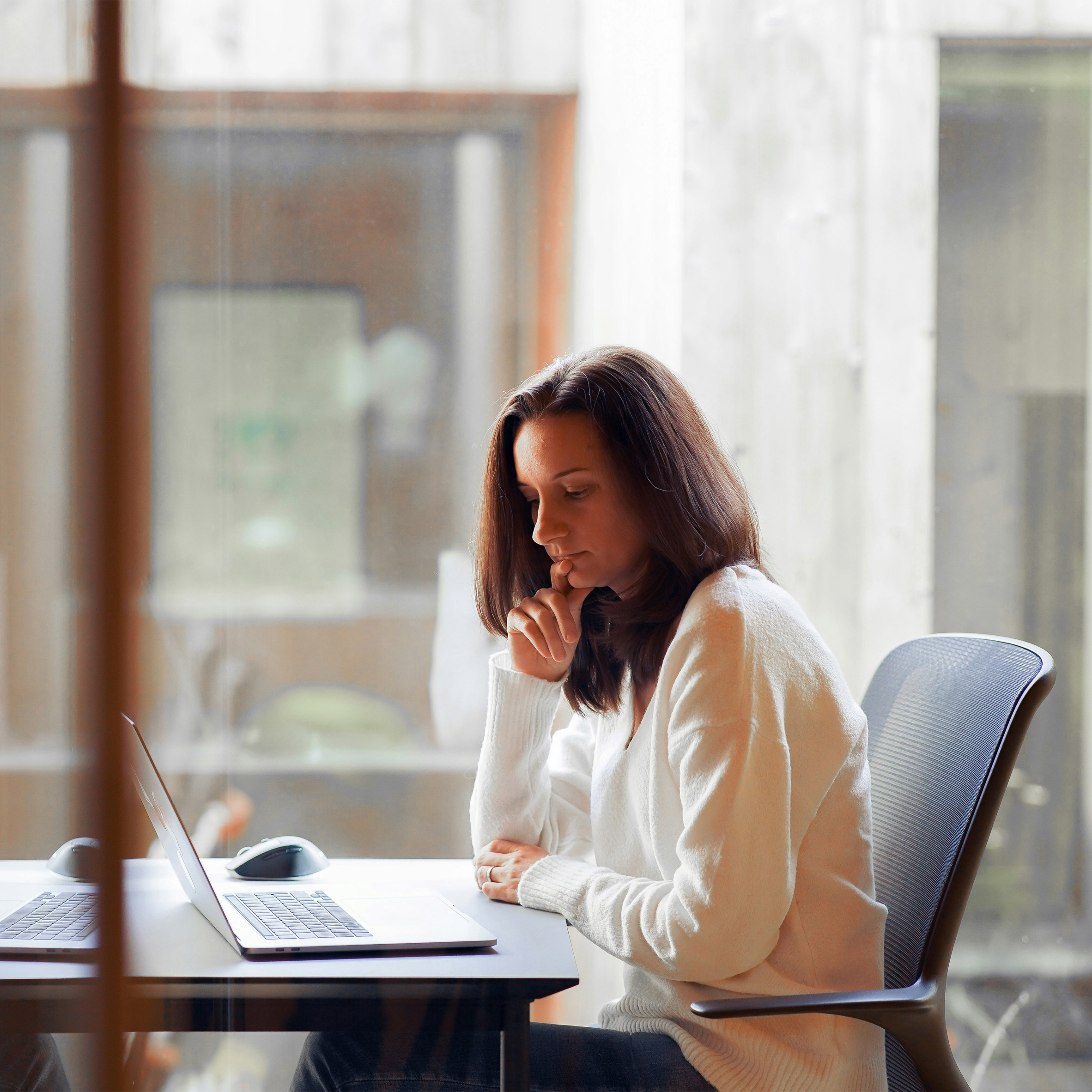 Woman working on a laptop