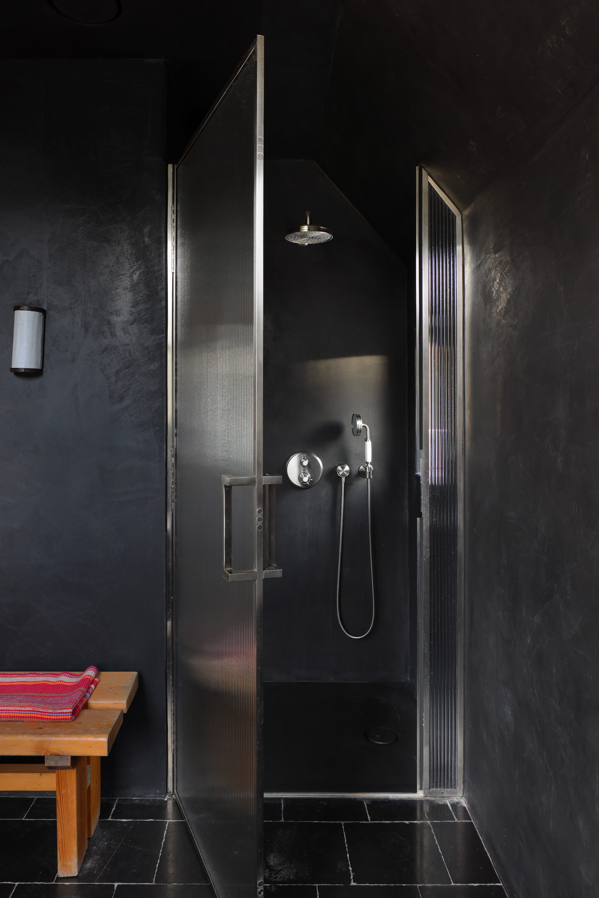 Hampstead Passivhaus black lime plaster bathroom