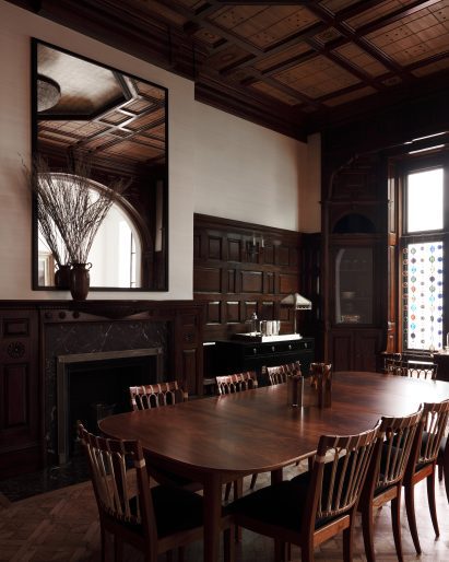 A Stanford White-designed salon with Cuban mahogany panelling and oak ceilings