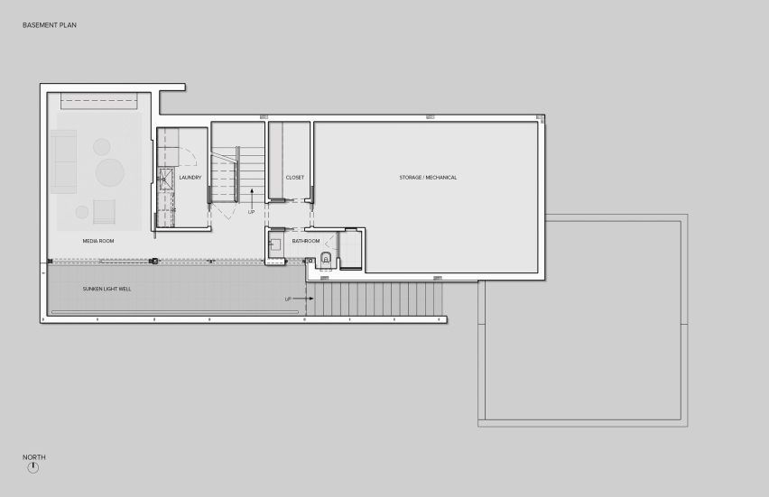 Basement plan of House in Amagansett by Khanna Schultz
