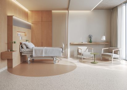 Hospital interior with vinyl flooring
