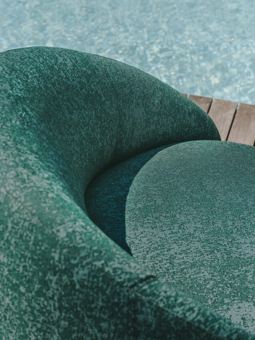 Close-up of curved backrest on outdoor chair