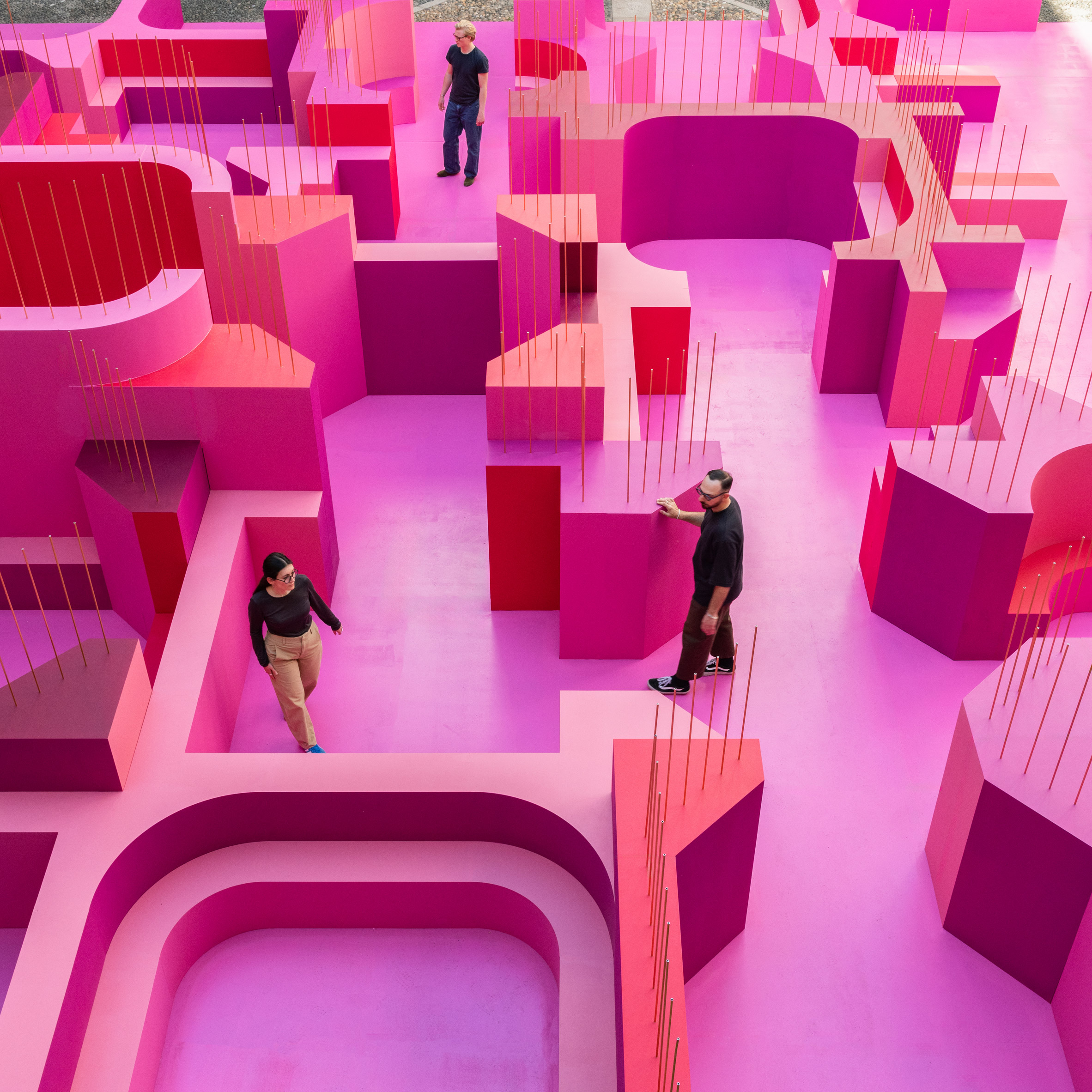 Pink labyrinth by Lina Ghotmeh at Milan design week