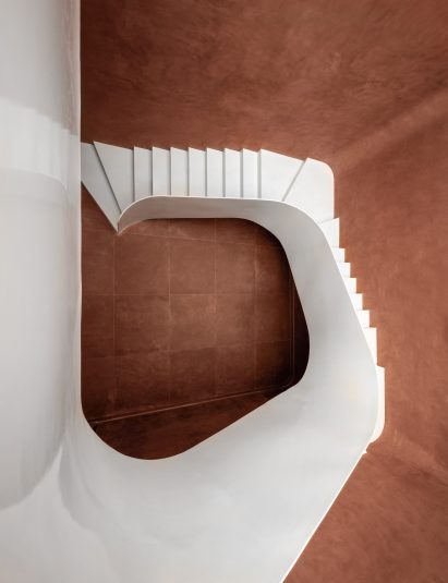 Sculptural white staircase