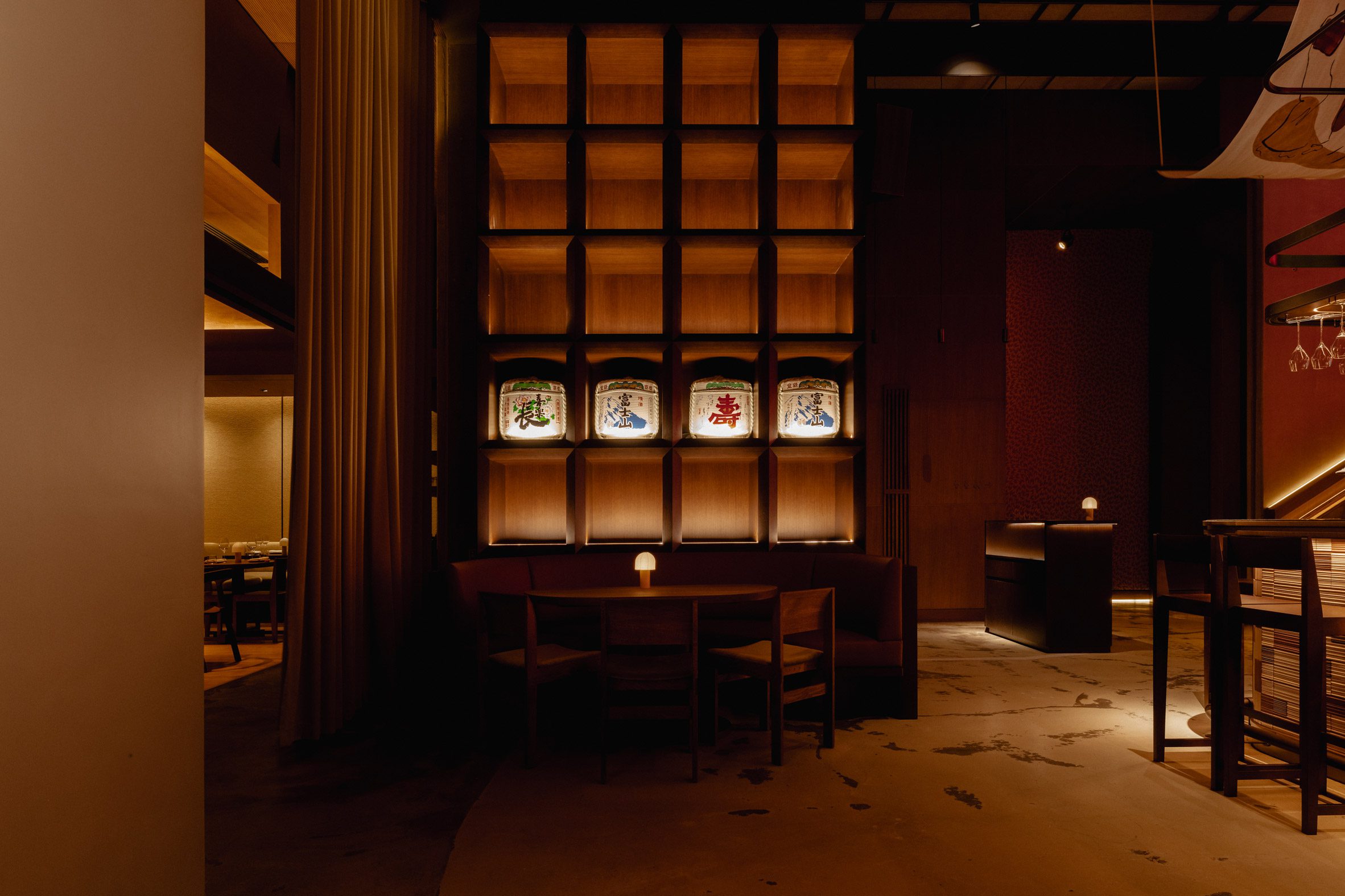Dining area with low lighting