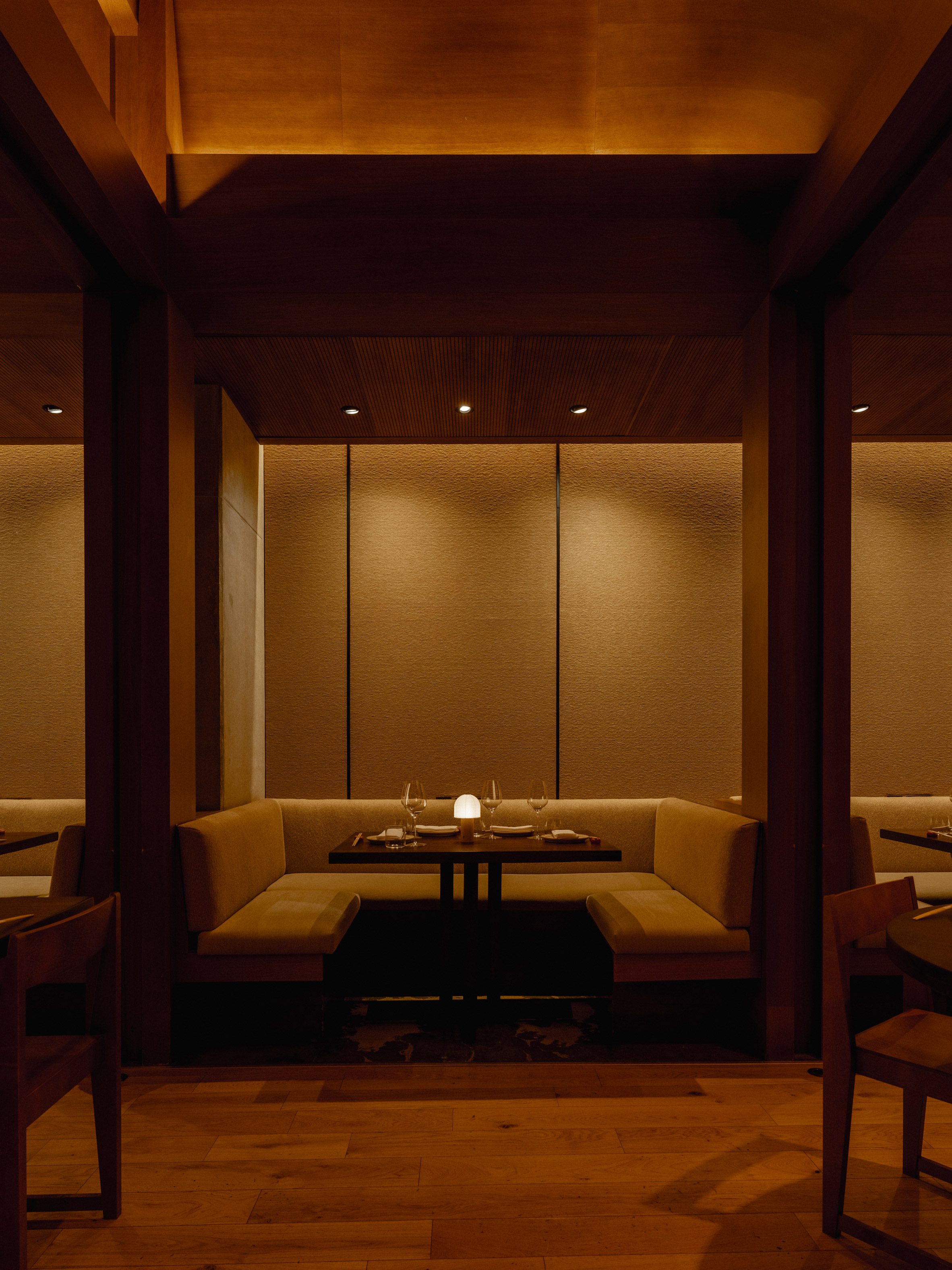Dining booth at Mitsu restaurant