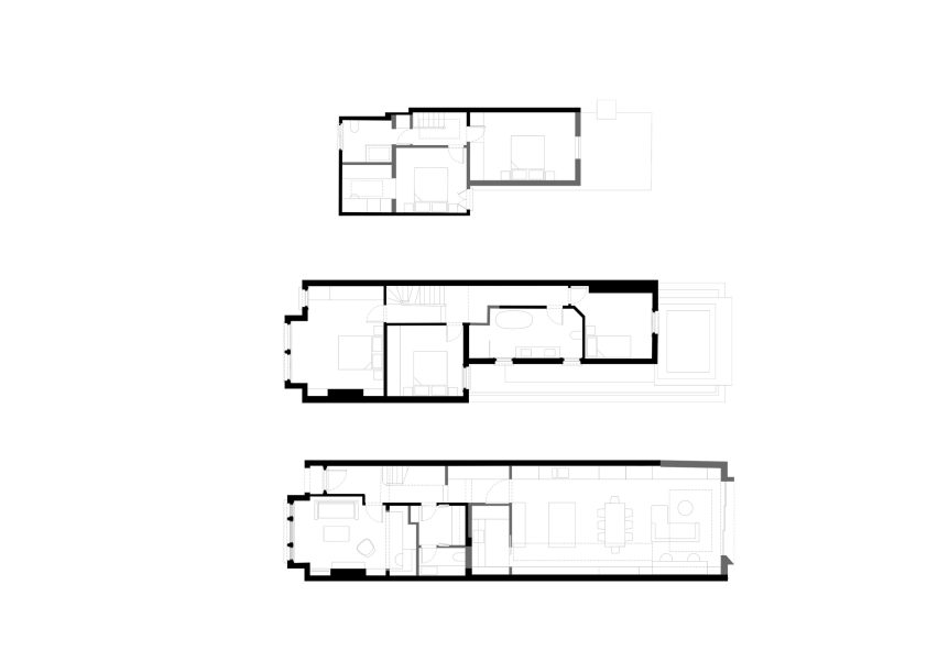 Plans of Ribbon House by Will Gamble Architects