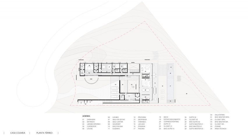 Ground floor plan of Casa Colmeia