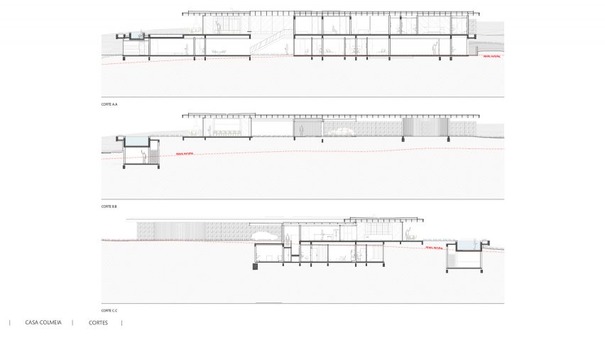 Sections of Casa Colmeia