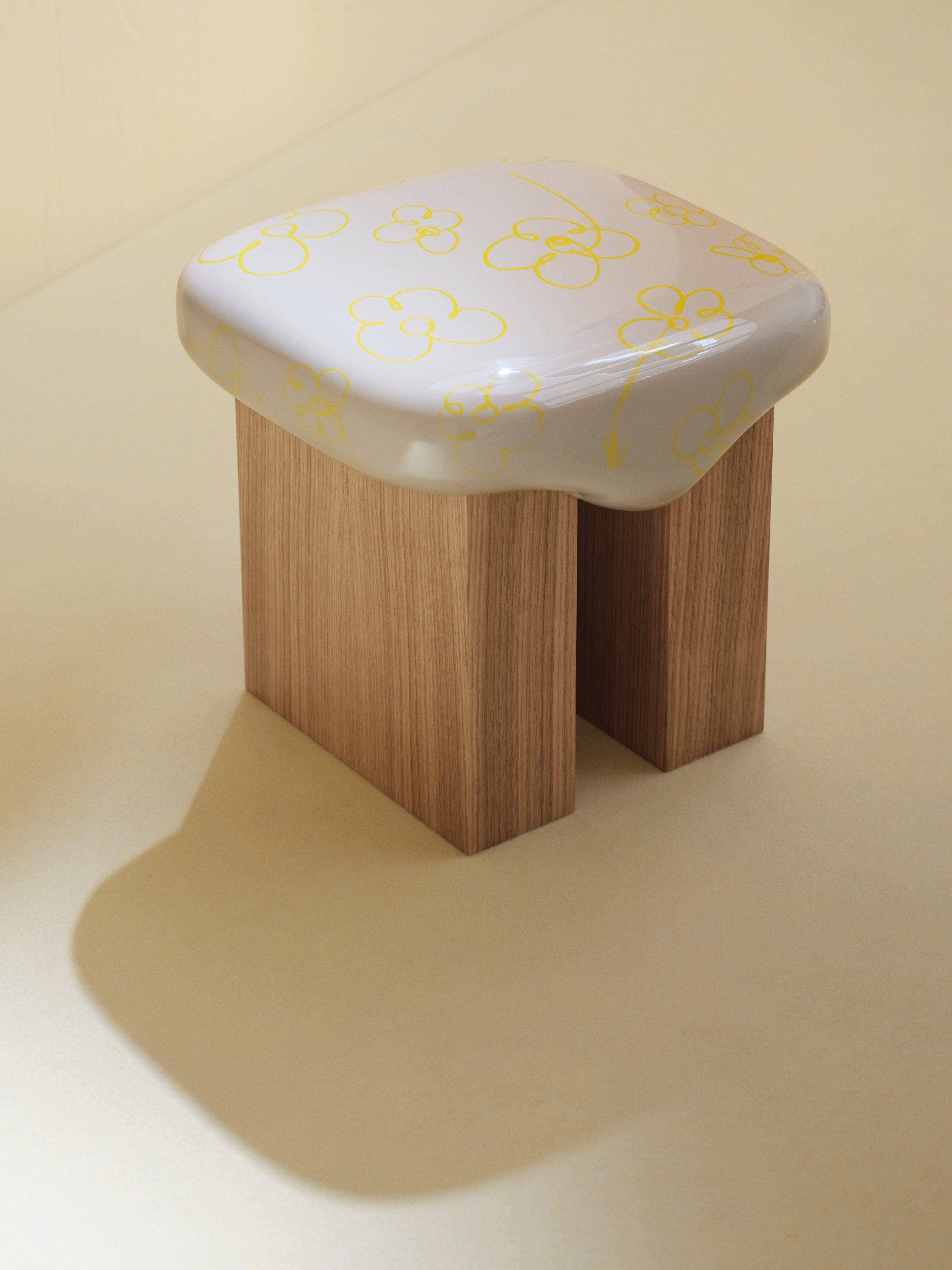 Flower-decorated stool