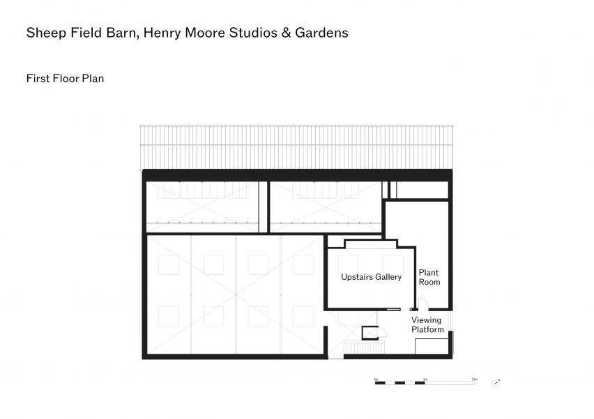 First floor plan of Sheep Field Barn, Henry Moore Studios & Gardens, by DSDHA // Rob Hill