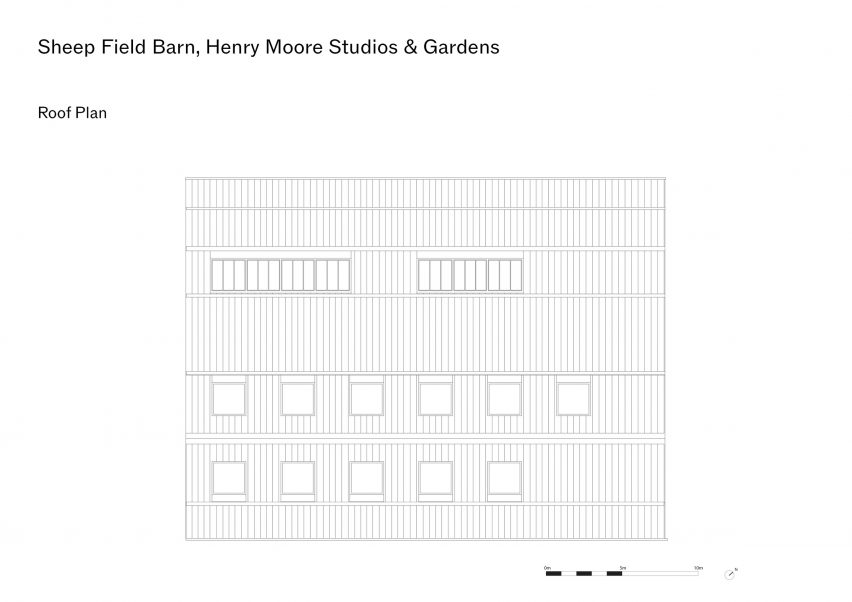 Roof plan of Sheep Field Barn, Henry Moore Studios & Gardens, by DSDHA // Rob Hill