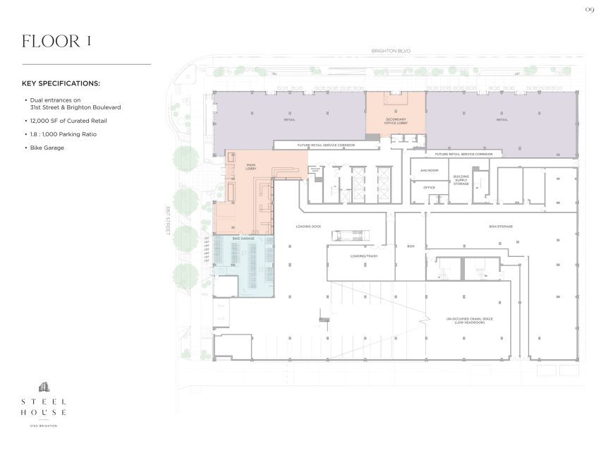 Ground floor plan of Steel House by Morris Adjmi Architects