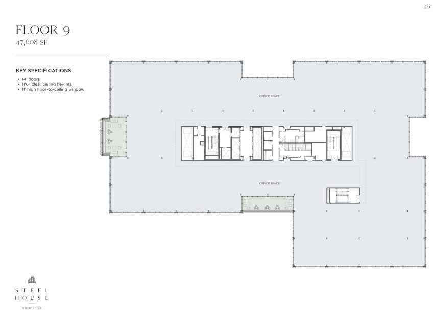 Floor nine plan of Steel House by Morris Adjmi Architects