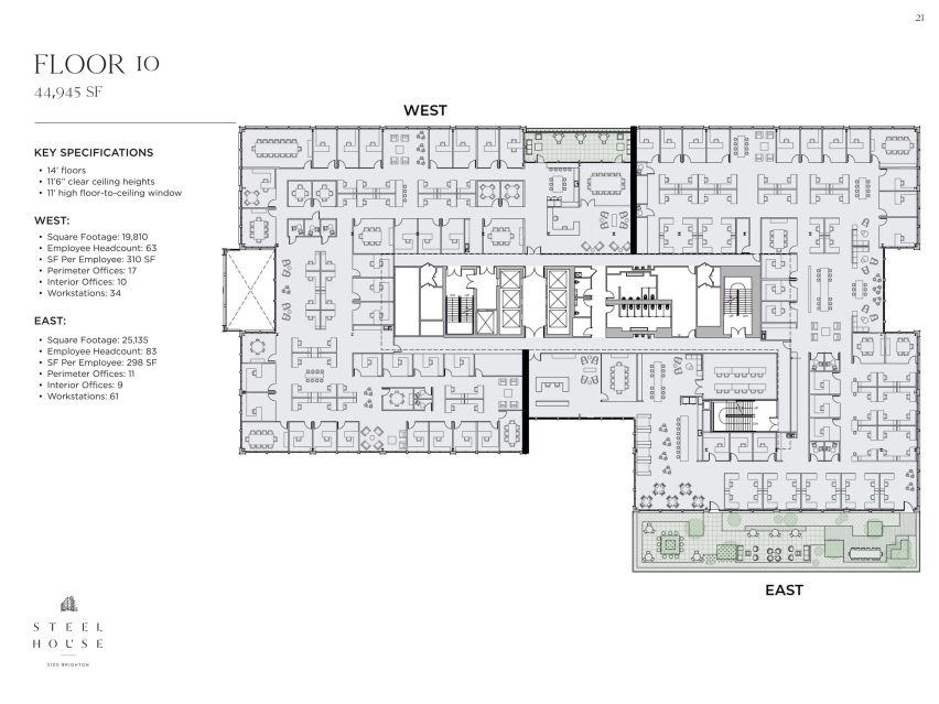 Floor 10 plan of Steel House by Morris Adjmi Architects