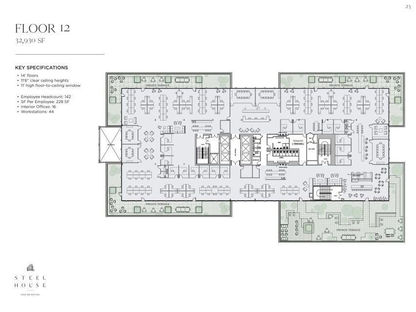 Floor 12 plan of Steel House by Morris Adjmi Architects