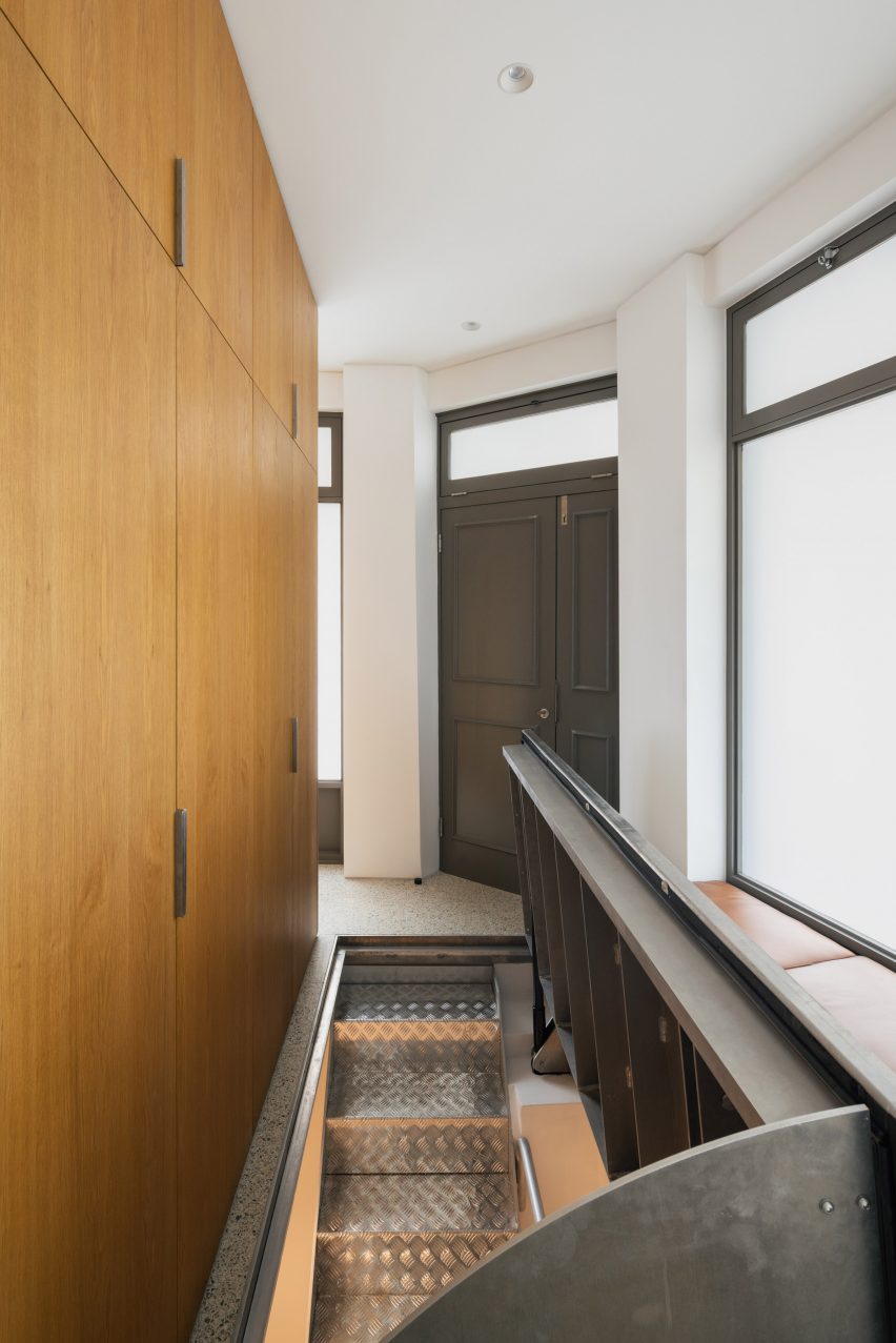 Hidden staircase to basement