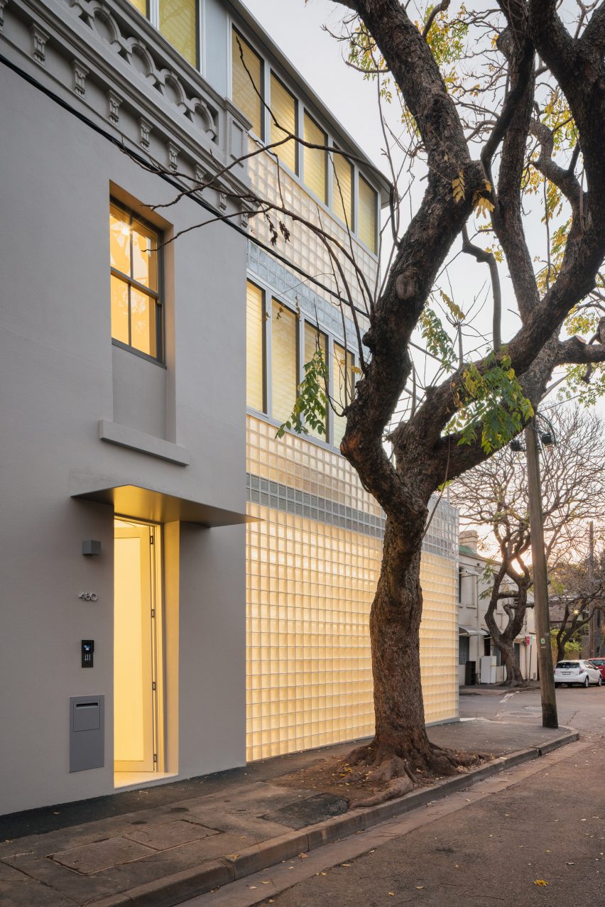 Glass block extension lit up from within
