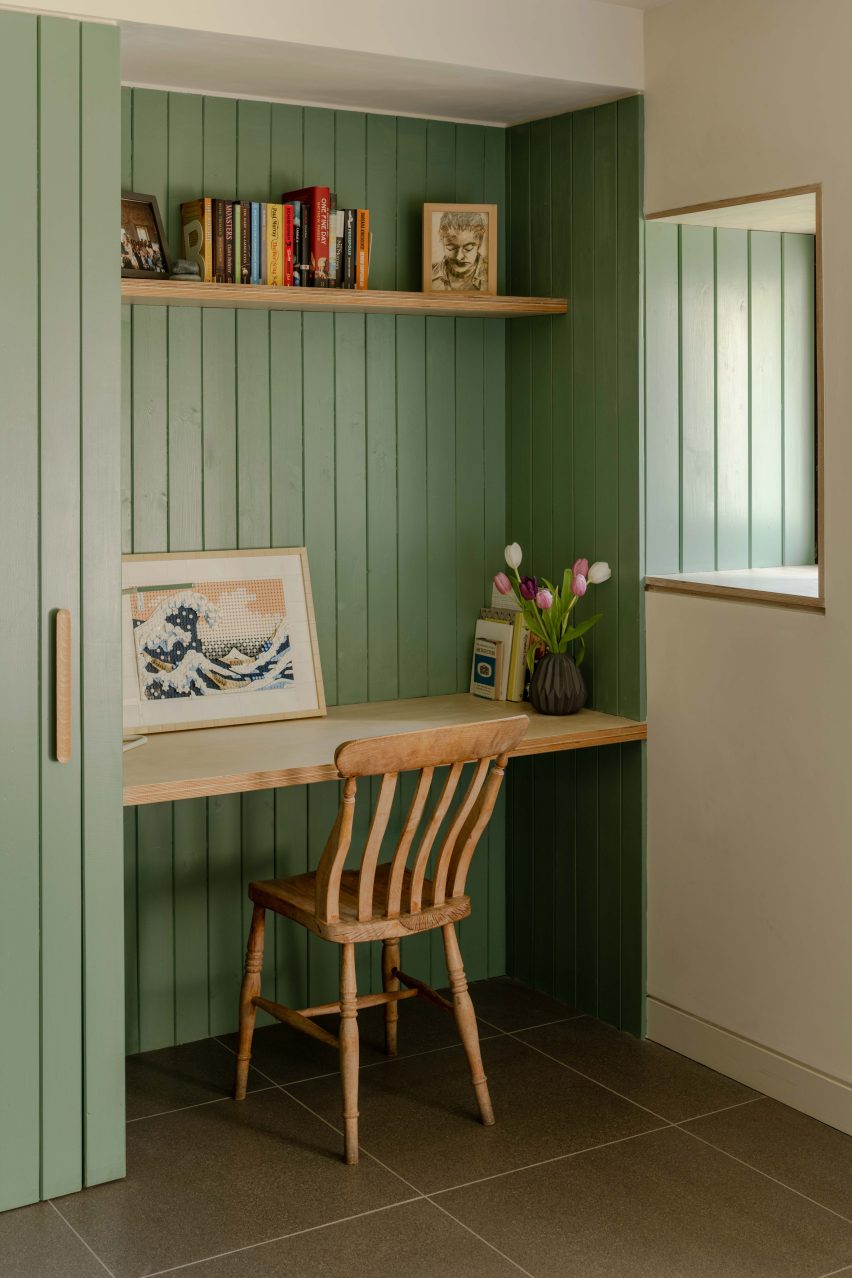 Green-washed study nook