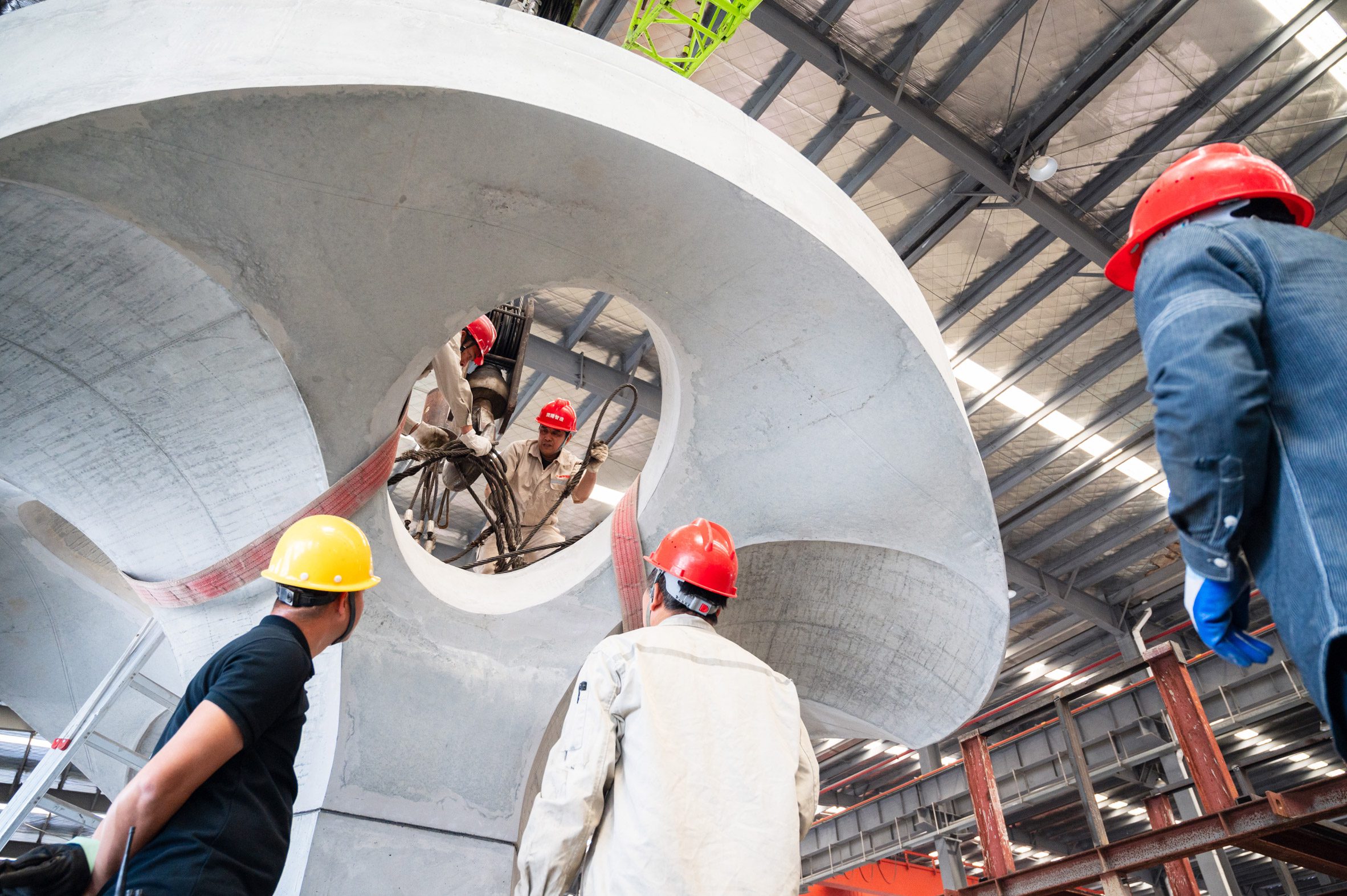 a photograph of construction workers