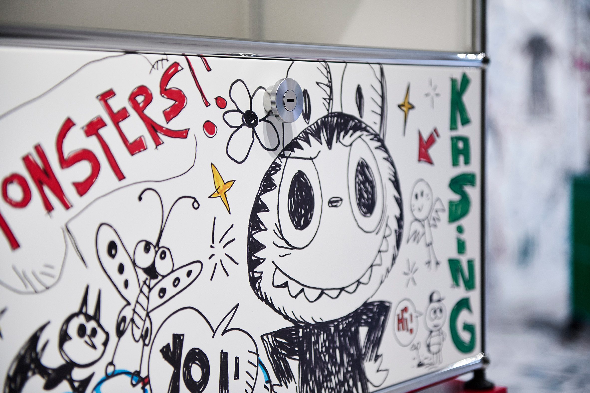 Illustration on a white cabinet