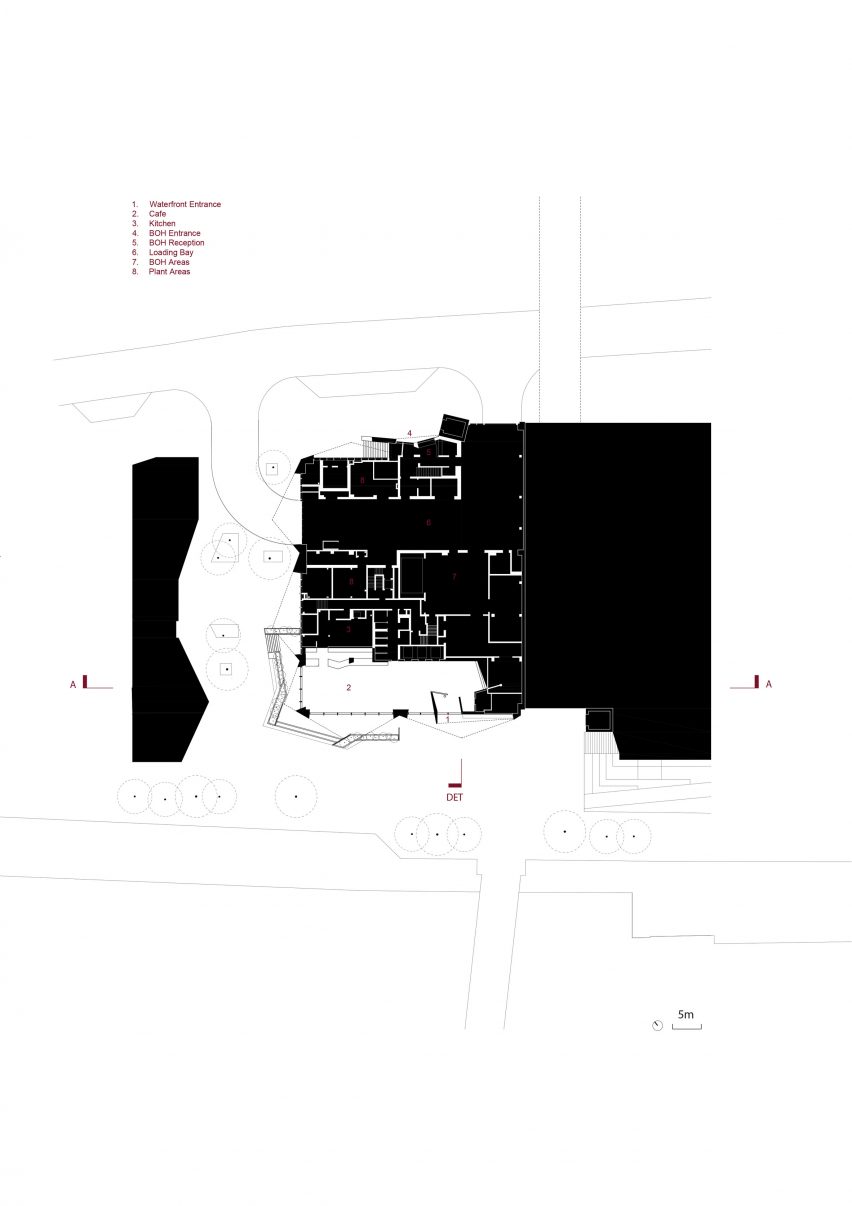 Ground floor plan of V&A East in London by O'Donnell + Tuomey