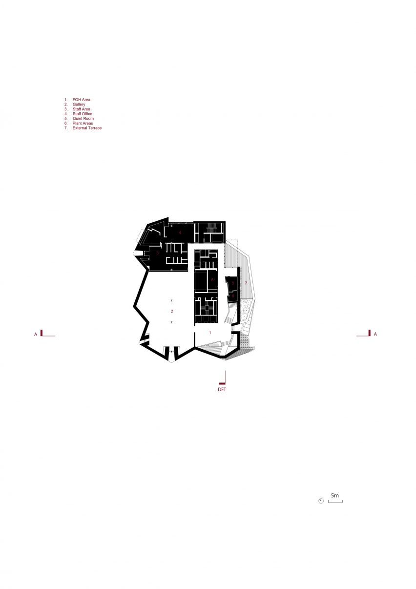 Second floor plan of V&A East in London by O'Donnell + Tuomey